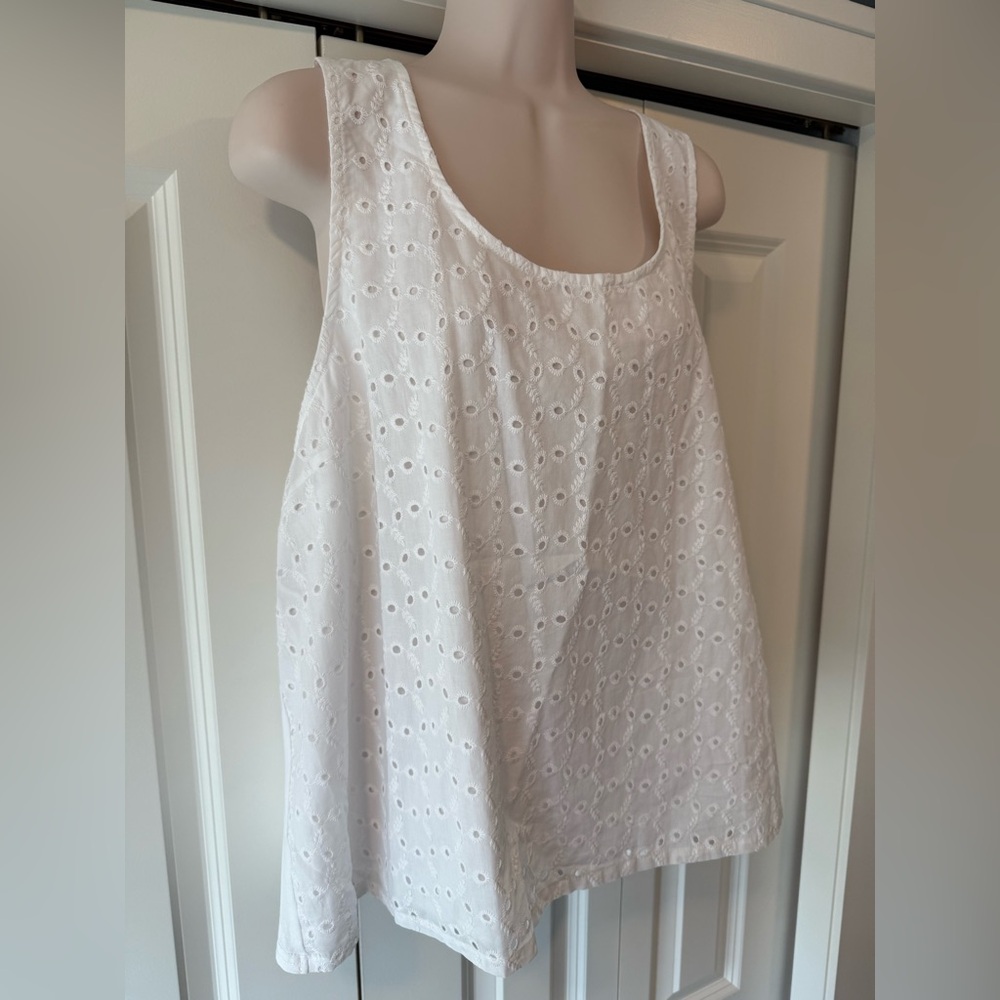 Ophelia Roe white eyelet tank top sleeveless racerback 2X NEW